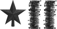 Decoris Kerstster Piek en 2x Kerstslingers Zwart