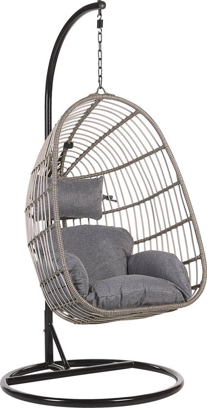 Beliani CASOLI Hangstoel grijs Wicker, Staal