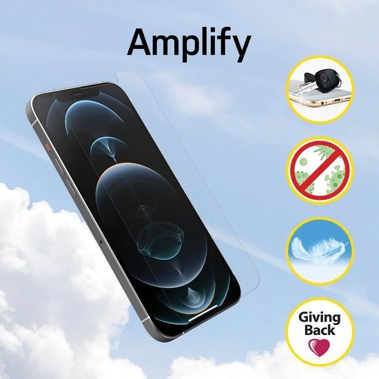 OtterBox Amplify Anti-Microbial screenprotector voor iPhone 12 Pro Max - Transparant
