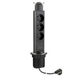 cyclingcolors 1 x inbouwstopcontact pull-out rond 3 x 230 V USB A+C met kabel lengte 2 m kantoor thuis kantoor zwart
