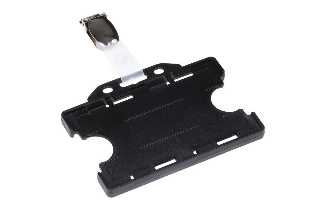 Europel Badge Holder - Landscape - Plastic - Black - 24 pcs