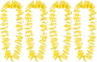 Boland Hawaii krans/slinger - 4x - Tropische kleuren geel - Bloemen hals slingers