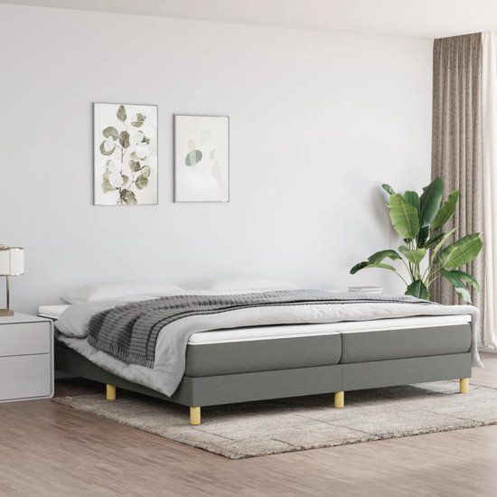 vidaXL Boxspring met matras stof donkergrijs 200x200 cm