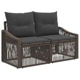 vidaXL Tuin Sofa 2-Aantal zitplaatsen Grijs poly rattan