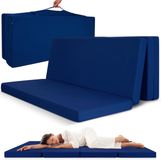 Beautissu Campix - opvouwbare matras 90x200 cm - reisbed matras & gastenmatras- zitblok opvouwbaar - rechthoekig in donkerblauw