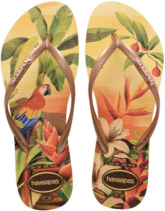 Havaianas Slim Tropical Slippers Geel Maat 41/42