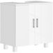 Meuble de salle de bain sous lavabo 2 portes avec étagère, commode de salle de bain avec poignée et pieds antidérapants en MDF, pour lavabos avec ou sans colonne, 60x35x60 cm, blanc brillant