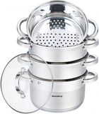 Klausberg Stoompan - Ø 18 cm - 5-Delig - RVS - Met Glasdeksel - 2.5L