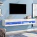 REDOM TV-meubel 140x40x30.5cm van MDF, wit, modern wandmeubel met LED-verlichting en open vakken