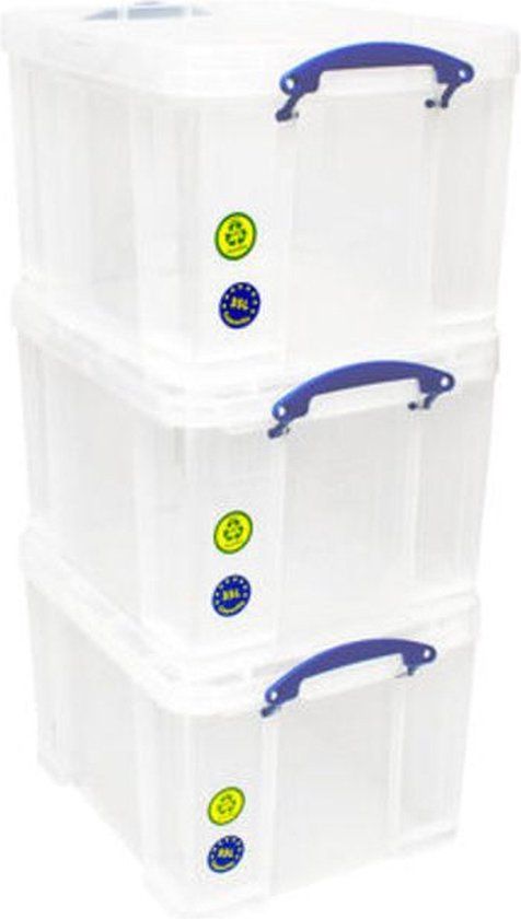 Really Useful Box Opbergbox - 35L - Transparant - Set van 3