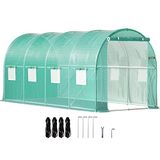 VEVOR Foliekas, 4,6 x 2,1 x 2,1 m, boogdak, broeikas, verzinkt stalen frame, PE afdekking, groen