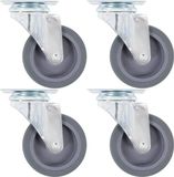 vidaXL 8-delige Zwenkwielen 75 mm met Rem Metaal/Rubber Grijs