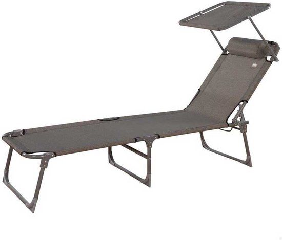 Aktive Opvouwbare Ligstoel Met Parasol Grijs 193 x 53 x 30 cm
