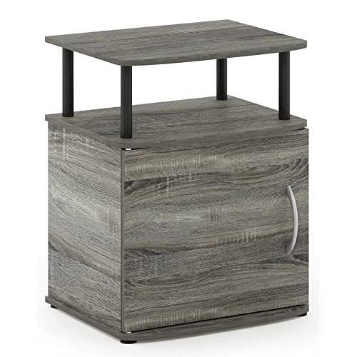 Furinno JAYA Utility Design bijzettafel, nachtkastje, Frans eiken/zwart, 48 x 61,2 x 39,4 cm