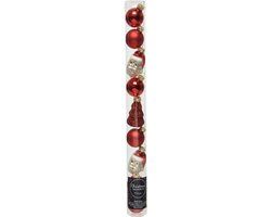 Kaemingk Kerstster 9 Glazen kerstballen en figuren mix kerstrood