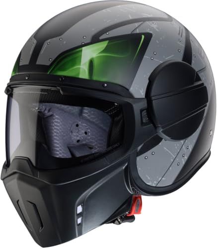 Caberg Ghost X Vyrus Mat Zwart Grijs Groen Jethelm - Helm