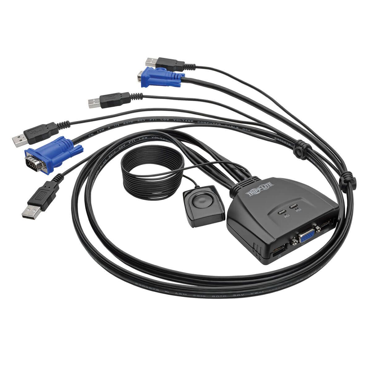 Tripp Lite B032-VU2 2-Port USB/VGA KVM Switch - Black