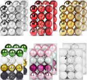 DEUBA Boules de Noël 48 pièces Ø6cm - Mat Brillant - Plastique Vert