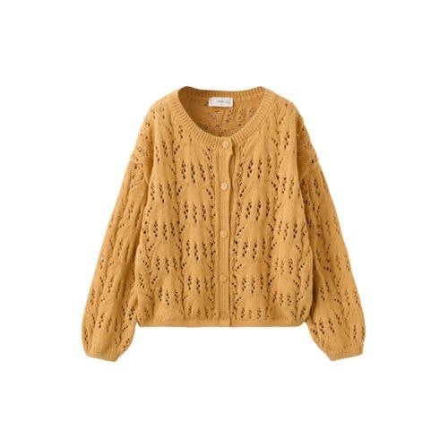 Mango Kids gebreid vest geel