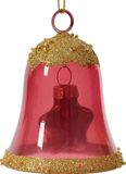 Decoris Klok glas l6.2b6.2h7.5 cm vrz kerst