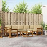 vidaXL - Hoek loungeset - 7 zitplekken - Acacia hout - Natuurlijk en beige