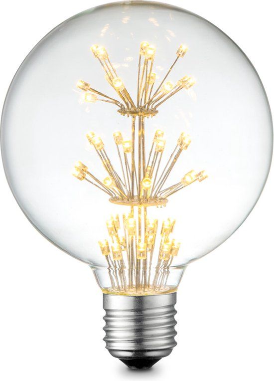 Home Sweet Home Edison Vintage E27 LED filament lichtbron Globe - Helder - 9.5/9.5/13.5cm - G95 Crystal - Retro LED lamp - 2W 95lm 2200K - warm