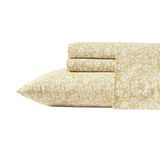 Laura Ashley Tweepersoons lakens, katoenen percal beddengoedset, lichtgewicht en ademend huisdecoratie, Oeko-Tex gecertificeerd, goud (Heirloom Ditzy Gold)