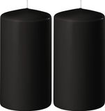 Enlightening Candles Cilinderkaars/stompkaars - 2x - zwart - D6 x H15 cm - 58 branduren