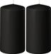 Enlightening Candles Cilinderkaars/stompkaars - 2x - zwart - D6 x H15 cm - 58 branduren