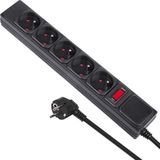 Maclean - Stekkerdoos met schakelaars 5 stopcontacten - kabel 1.5m met Penaarde