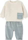 Vertbaudet Babyset pluche sweater + fluwelen broek blauwgroen