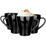 Glasmark KROSNO 1992 Hugo koffieglazen set van 4 cappuccino-ijskoffieglazen mokken vaatwasmachinebestendig zwart 4x360 ml