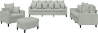 vidaXL 4-delige Loungeset met kussens fluweel lichtgrijs