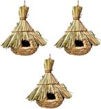 Merkloos / Sans marque 3 x Vogelhuis - Vogelnest van stro hangend - ca. Ø23 x 31 cm
