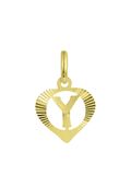 Lucardi Dames alfabet hanger hart - Letter Y - Cadeau - 9 Karaat - Geelgoud