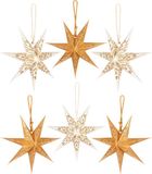 BRUBAKER 6 papieren sterren Kerstmis - poinsettia decoratieset - 20 cm vouwsterren goud wit