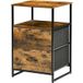 Table de chevet industrielle 2 tiroirs en bois et métal, meuble de rangement avec tiroirs en tissu, 45x40x70,5 cm