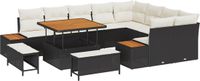 vidaXL Tuinbank Set Zwart Poly Rattan 12-delig