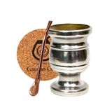 Set Yerba Mate Theeset | Palo Santo theemok volledig met metaal bekleed | Bombilla roestvrijstalen rietje voor maté thee 15,5 cm | kurkstempel | set voor yerba mate thee