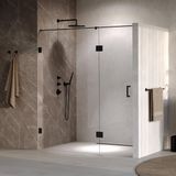 Brauer Void - Nisdeur - 2-Delig - Helder Glas - 180 x 200 cm - Omkeerbaar - met Draaideur 70 cm - Aan Glas - incl. Glascoating - Mat Zwart