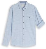 Tom Tailor - Chemise à coupe regular et manches retroussées - Taille XXL - blue petrol structure