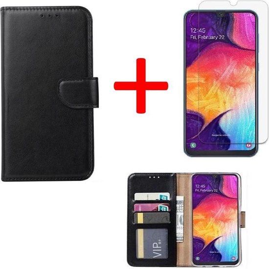 BixB Samsung Galaxy S20 Book Case - Black + Tempered Glass Screenprotector