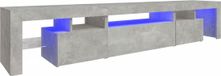 vidaXL meuble TV avec éclairage LED - gris béton - 215x36,5x40 cm