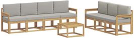 vidaXL - Buiten - bank - set - 8 - st - Wit - en - Lichtgrijs - Polyester