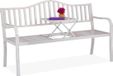 Merkloos Relaxdays Tuinbank met tafeltje - 89 x 150 x 58,5 cm - 2 tot 3 personen - metaal - wit-brons