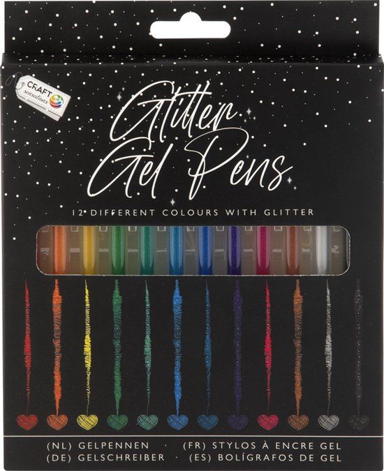 Craft Sensations Gelpennen - 12 stuks - Glitter Effect - Fijn - Multi