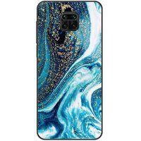 Xiaomi Redmi Note Marbre bleu paillete Verstevigd hoesje met sublimatie bedrukking