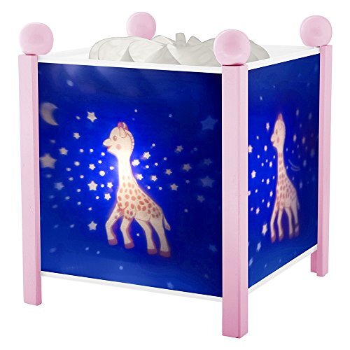 Trousselier - Sophie De giraffe - nachtlampje - magische lantaarn - ideaal geboortegeschenk - kleur hout roze - geanimeerde foto's - rustgevend licht - 12V 10W gloeilamp inclusief - EU-stekker