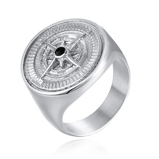 Mendes Jewelry Ring voor Mannen - Compas Silver - 19mm