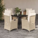 Maison Exclusive - Ensemble de jardin 5 pièces avec coin repas, coussins inclus, de couleur beige, en polyrotin